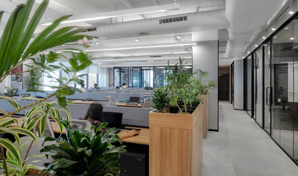 Modern commercial office interior workspace layout in Bangalore